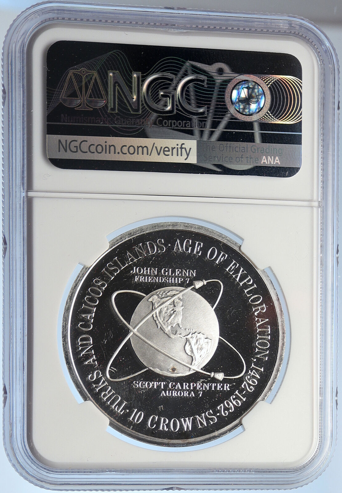 1975 TURKS AND CAICOS Old AGE OF EXPLORATION Silver 10 Crown Coin NGC i105876