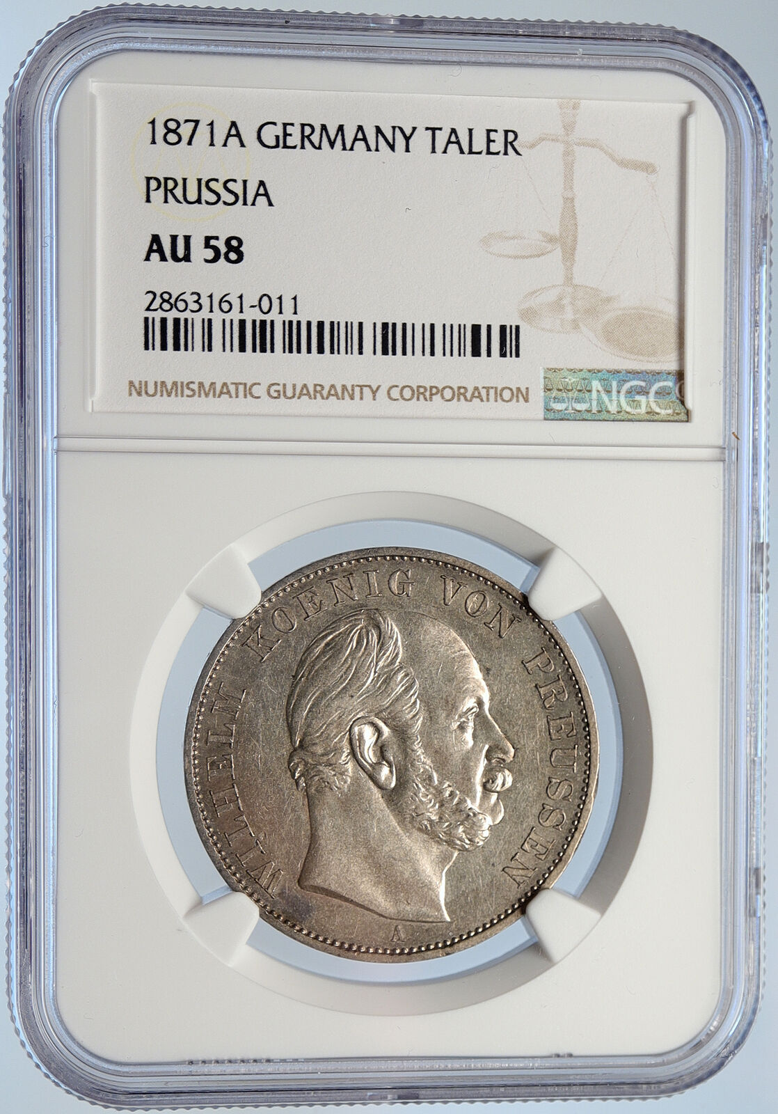 1871 GERMAN STATES PRUSSIA WILHELM I Defeat France Silver Taler Coin NGC i105891