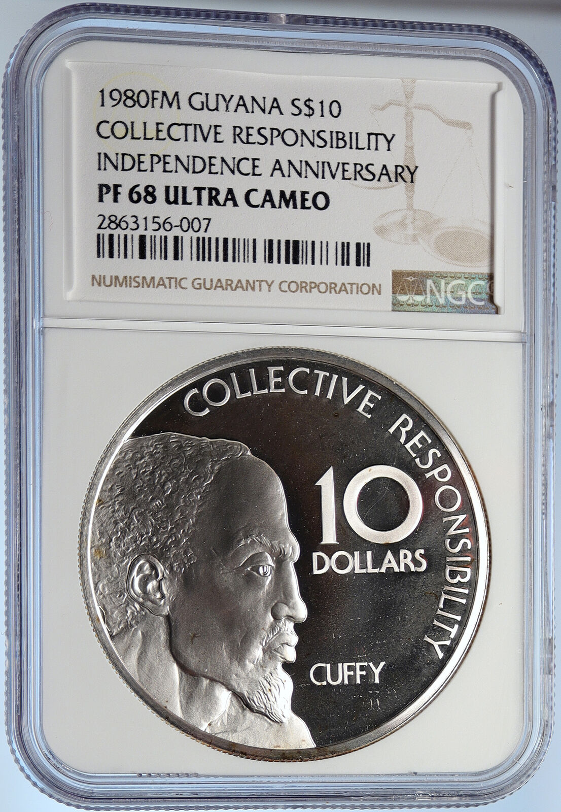 1976 GUYANA National HERO Cuffy KOFI KOFFI Old Proof Silver $10 NGC Coin i105873