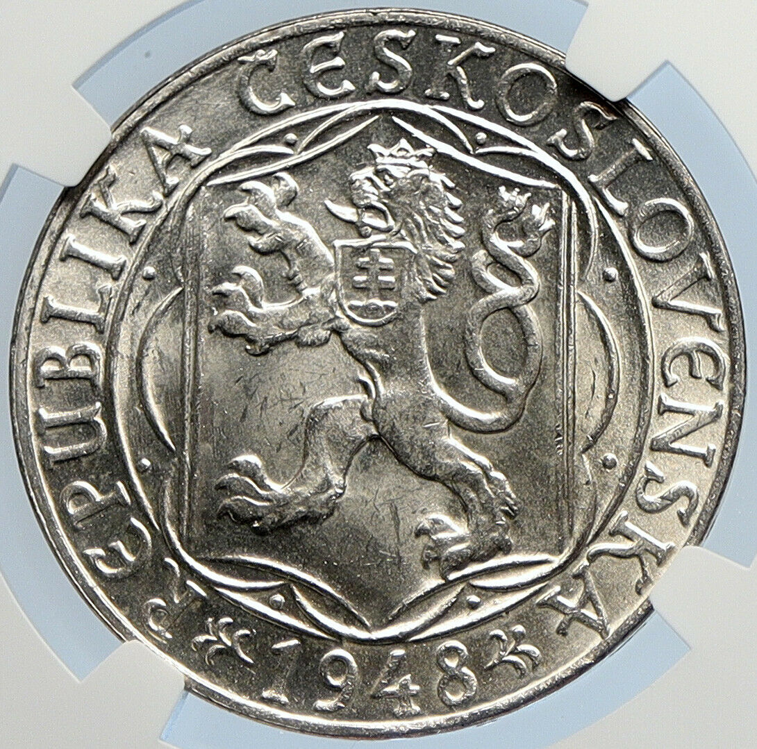 1948 Czechoslovakia - Charles University OLD Silver 100 Korun Coin NGC i105883