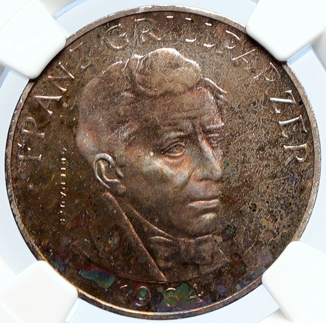 1964 AUSTRIA Writer Franz Grillparzer Proof Silver 25 Schilling Coin NGC i105881