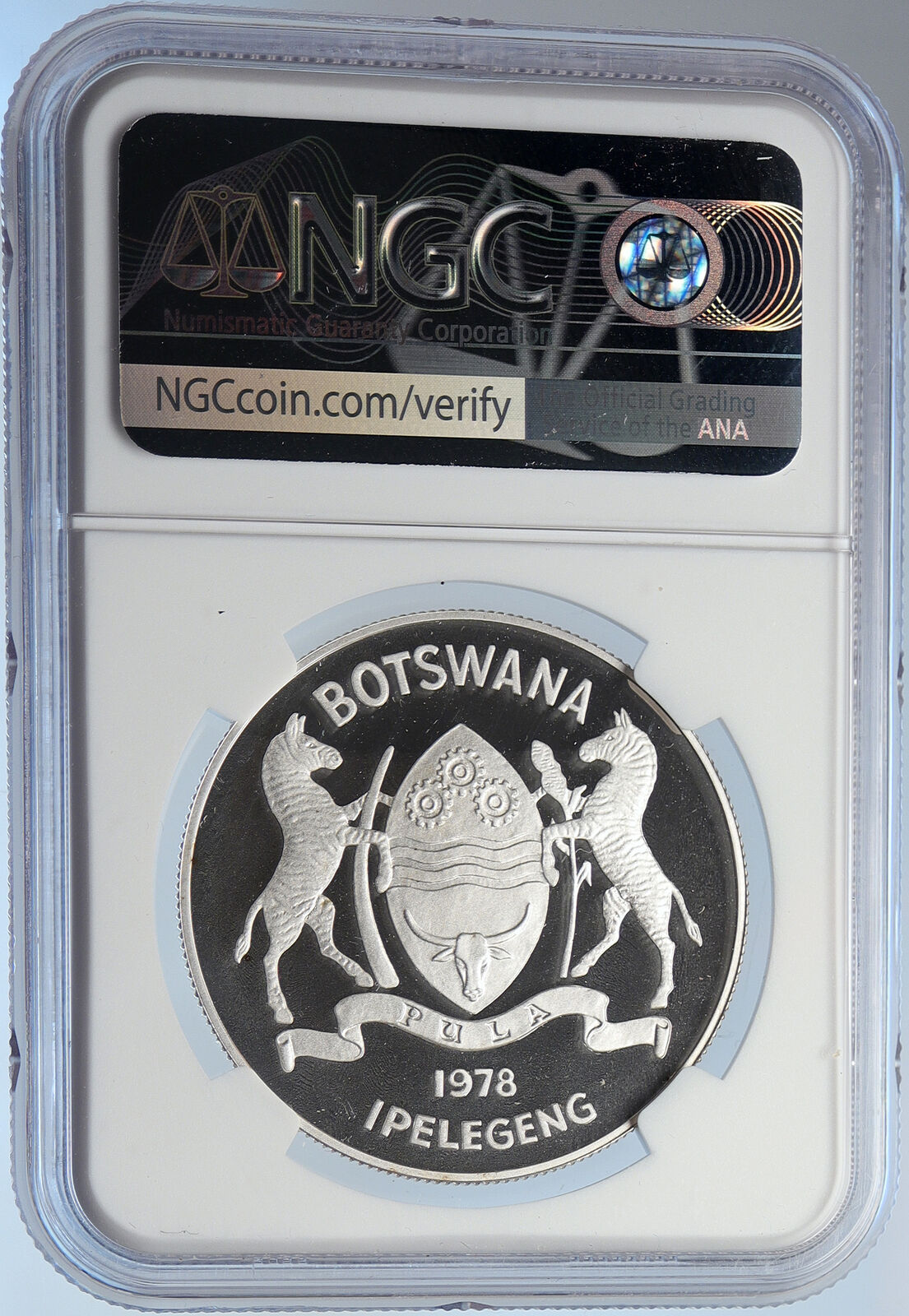 1978 BOTSWANA Klipspringer VINTAGE OLD Proof Silver 5 Pula Coin NGC i105880