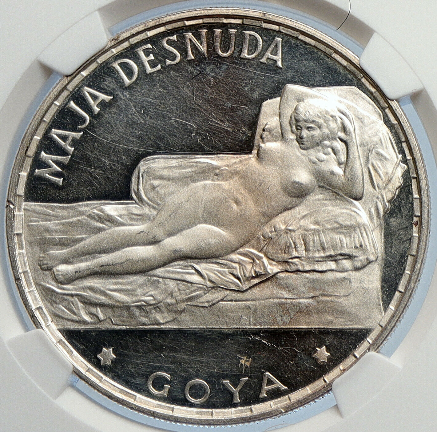 1970 EQUATORIAL GUINEA Goya Maja Desnuda Proof Silver 100Peseta Coin NGC i105902