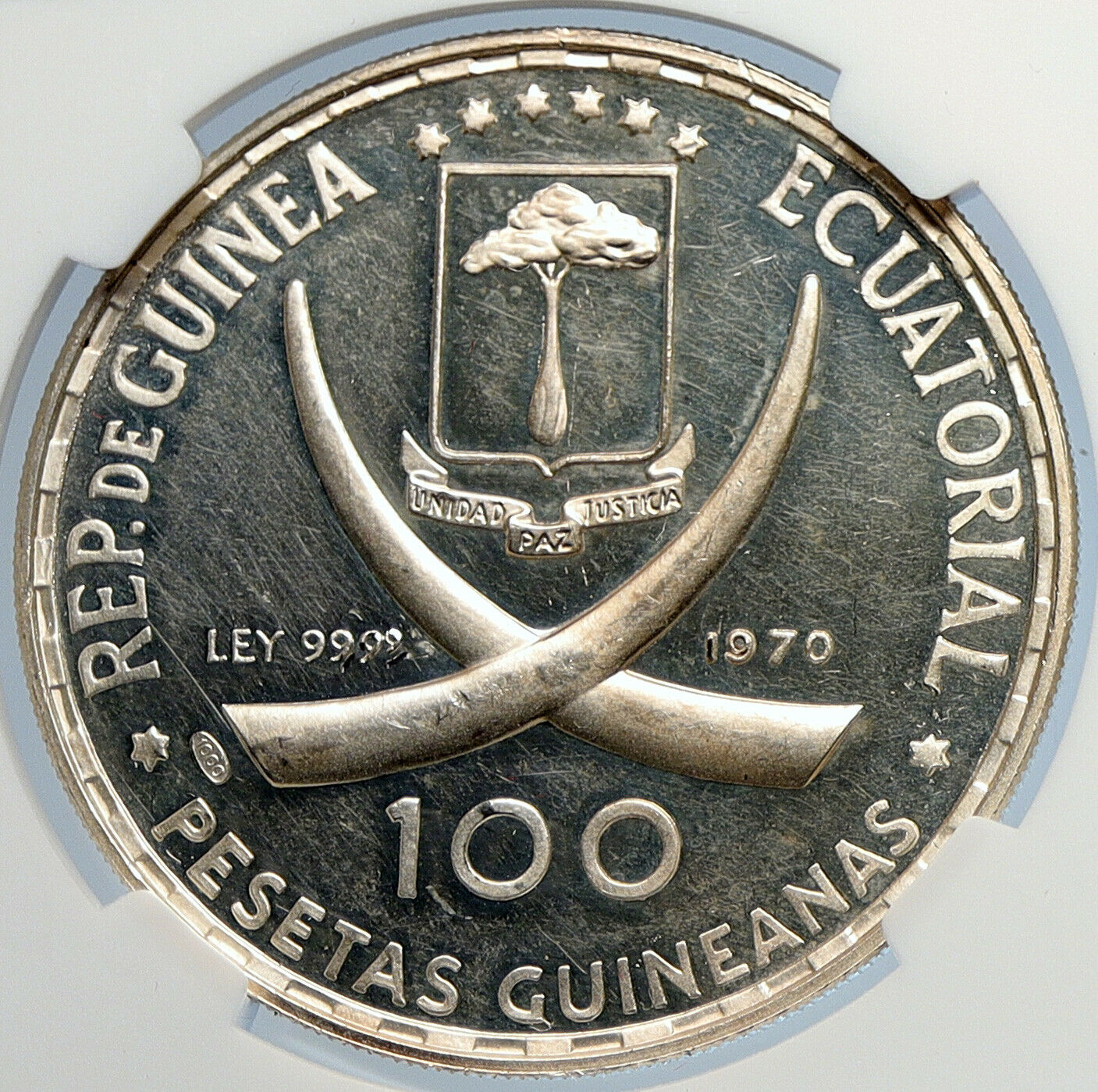 1970 EQUATORIAL GUINEA Goya Maja Desnuda Proof Silver 100Peseta Coin NGC i105902