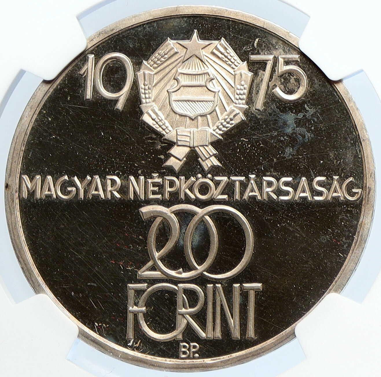 1975 HUNGARY 30 Yrs of LIBERATION Old Proof Silver 200 Forint Coin NGC i105898