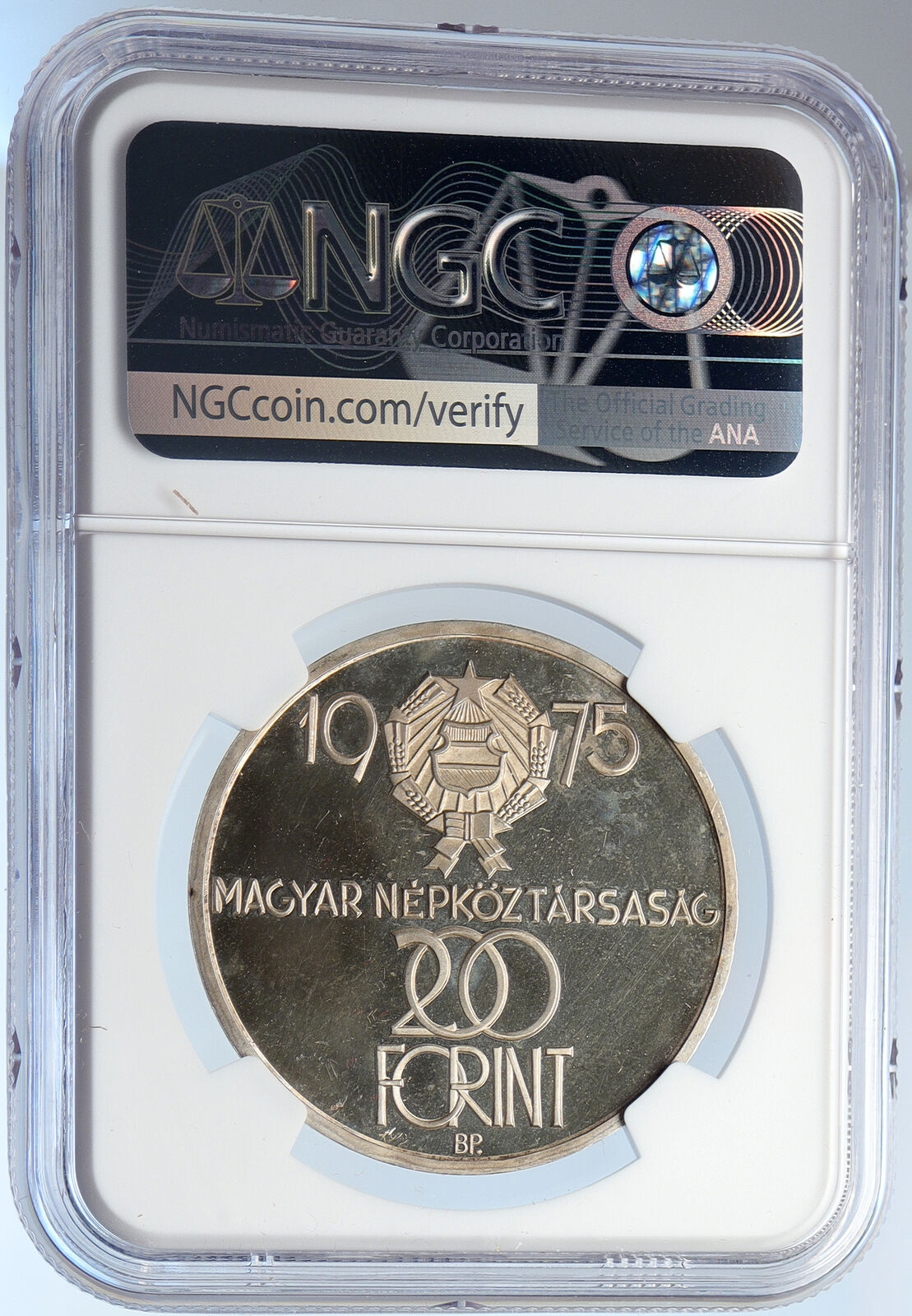 1975 HUNGARY 30 Yrs of LIBERATION Old Proof Silver 200 Forint Coin NGC i105898