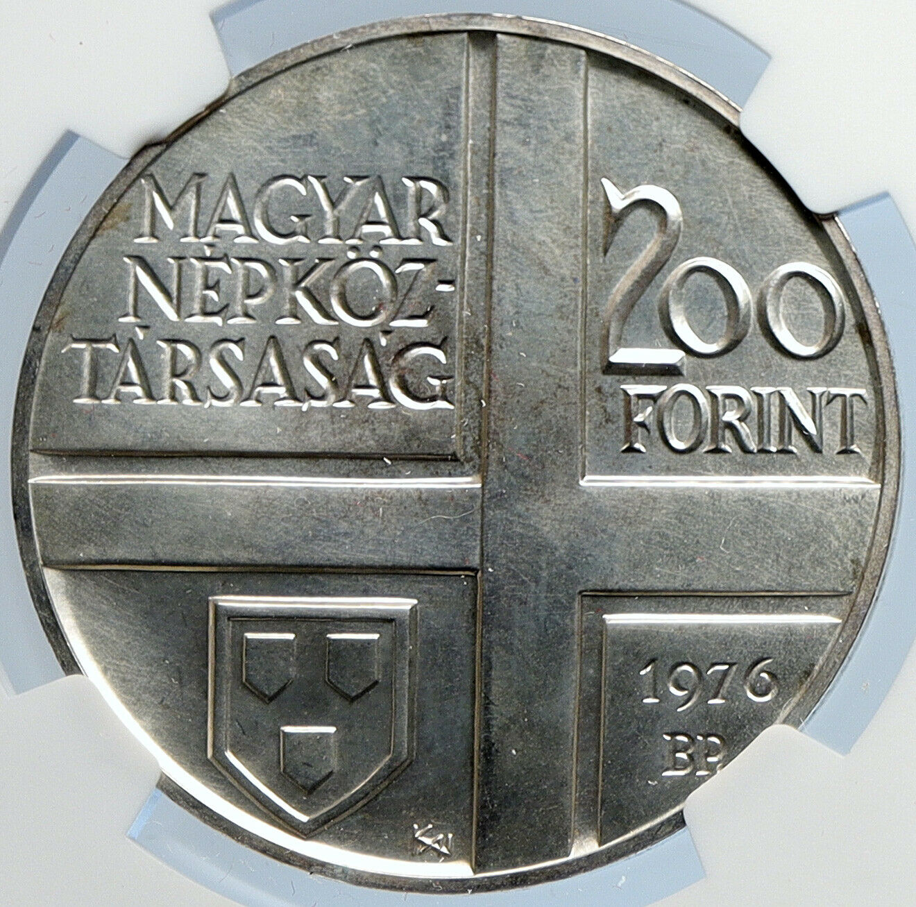 1976 HUNGARY Painter GUYLA DERKOVITS Vintage Silver 200 Forint Coin NGC i105899