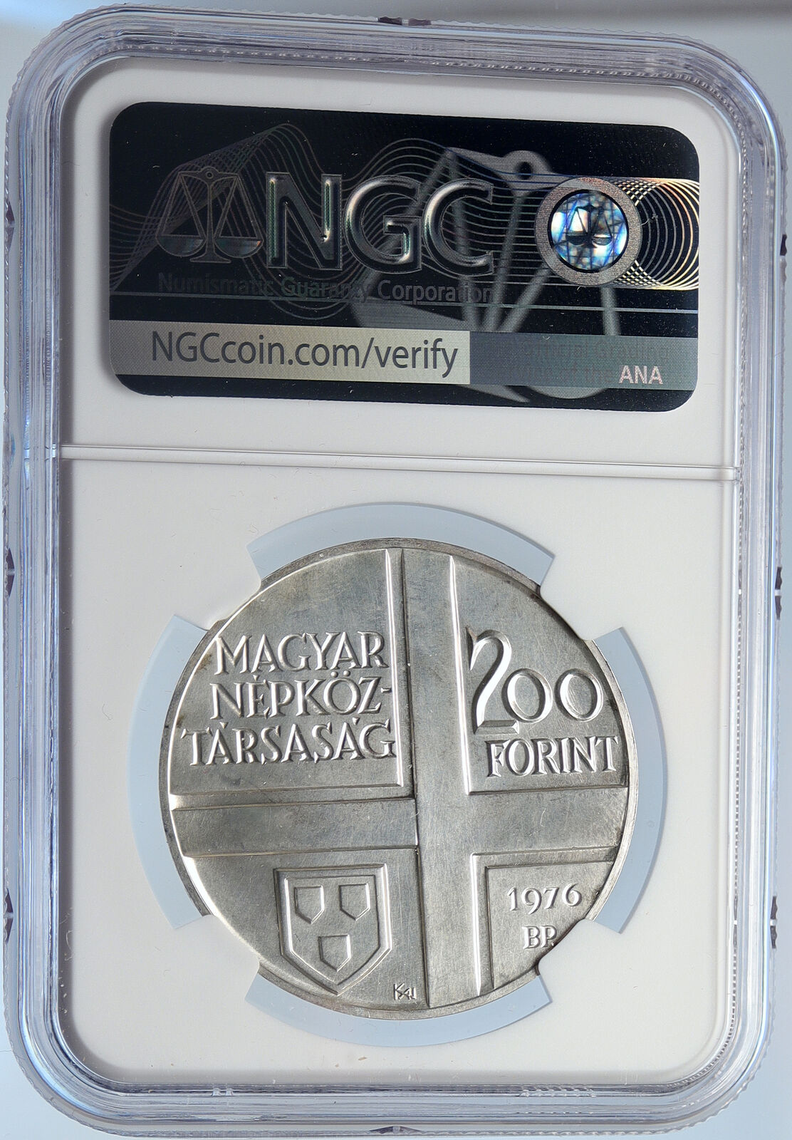 1976 HUNGARY Painter GUYLA DERKOVITS Vintage Silver 200 Forint Coin NGC i105899