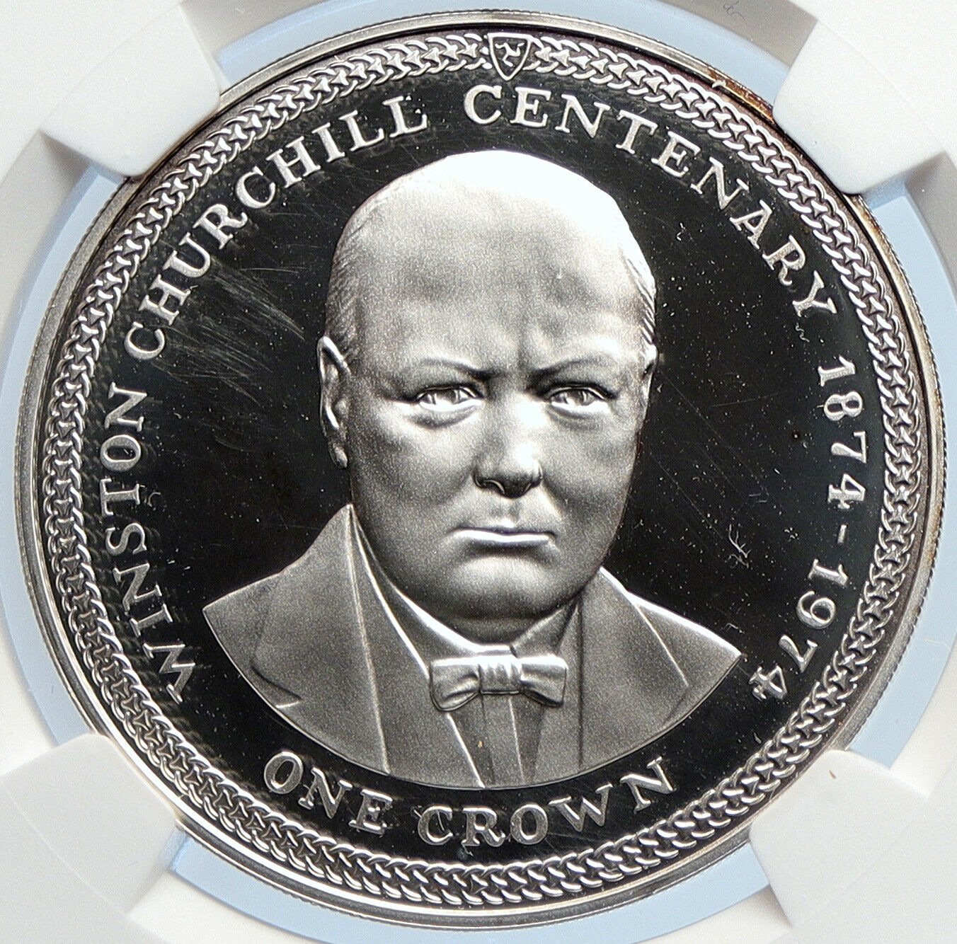 1974 ISLE of MAN Elizabeth II WINSTON CHURCHILL PF Silver Crown Coin NGC i105879