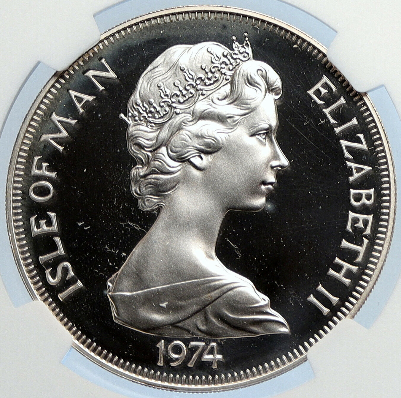 1974 ISLE of MAN Elizabeth II WINSTON CHURCHILL PF Silver Crown Coin NGC i105879