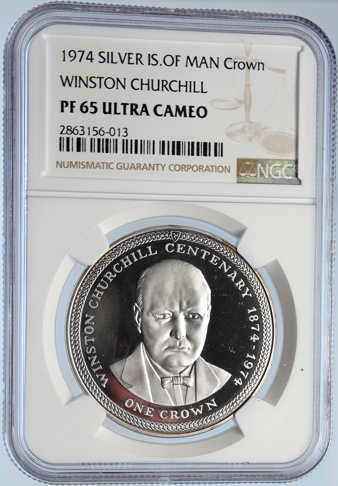 1974 ISLE of MAN Elizabeth II WINSTON CHURCHILL PF Silver Crown Coin NGC i105879