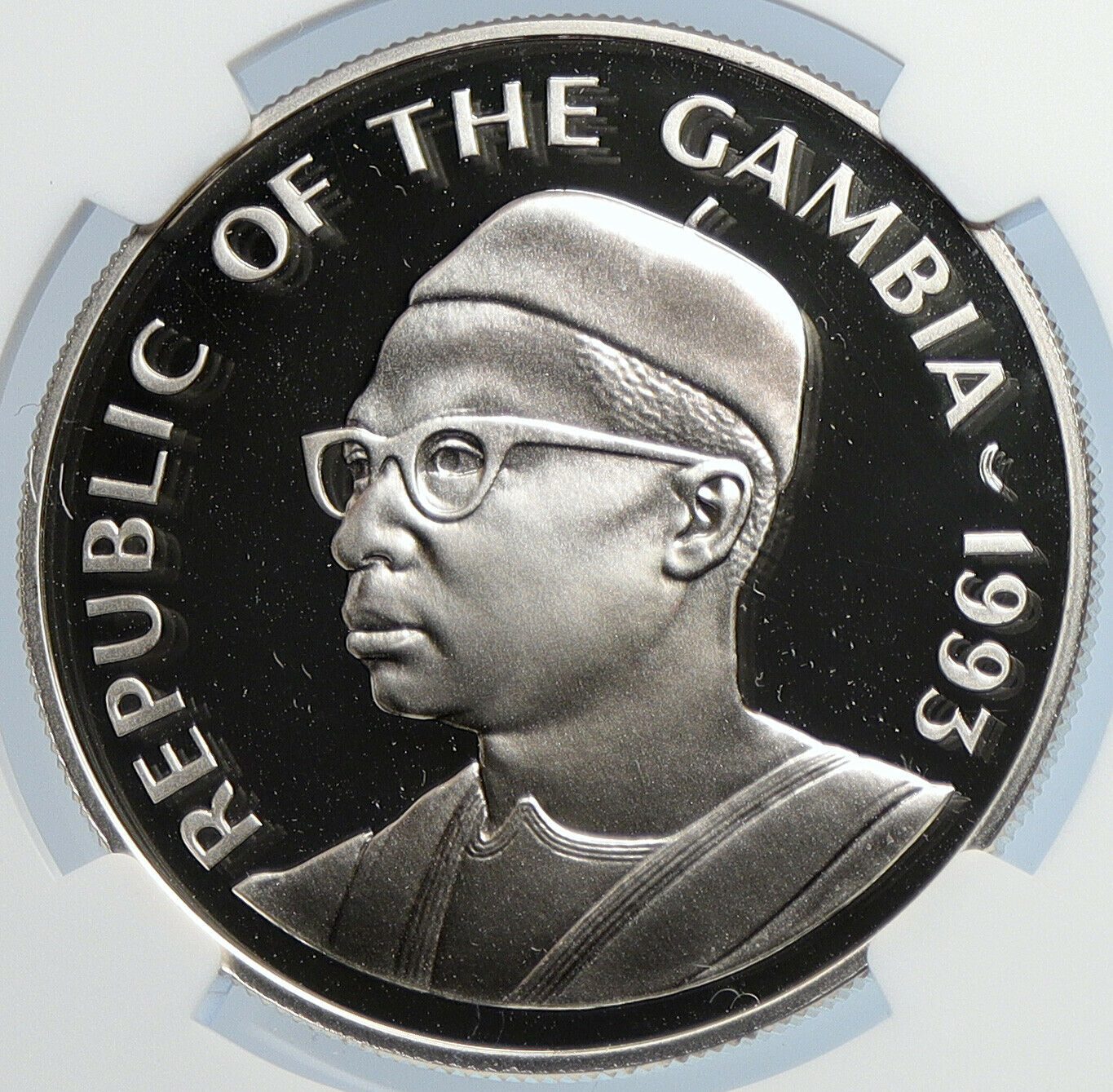 1993 GAMBIA Elizabeth II Coronation OLD Proof Silver 20 Dalasis Coin NGC i105908