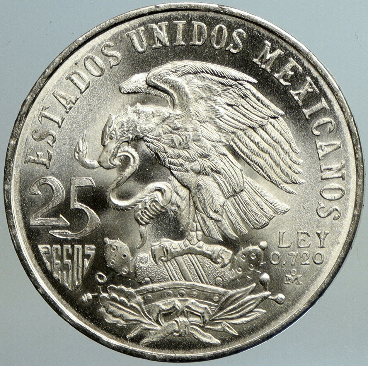 1968 Mexico XIX Olympic Games Aztec Ball Player BIG 25 Pesos Silver Coin i101258