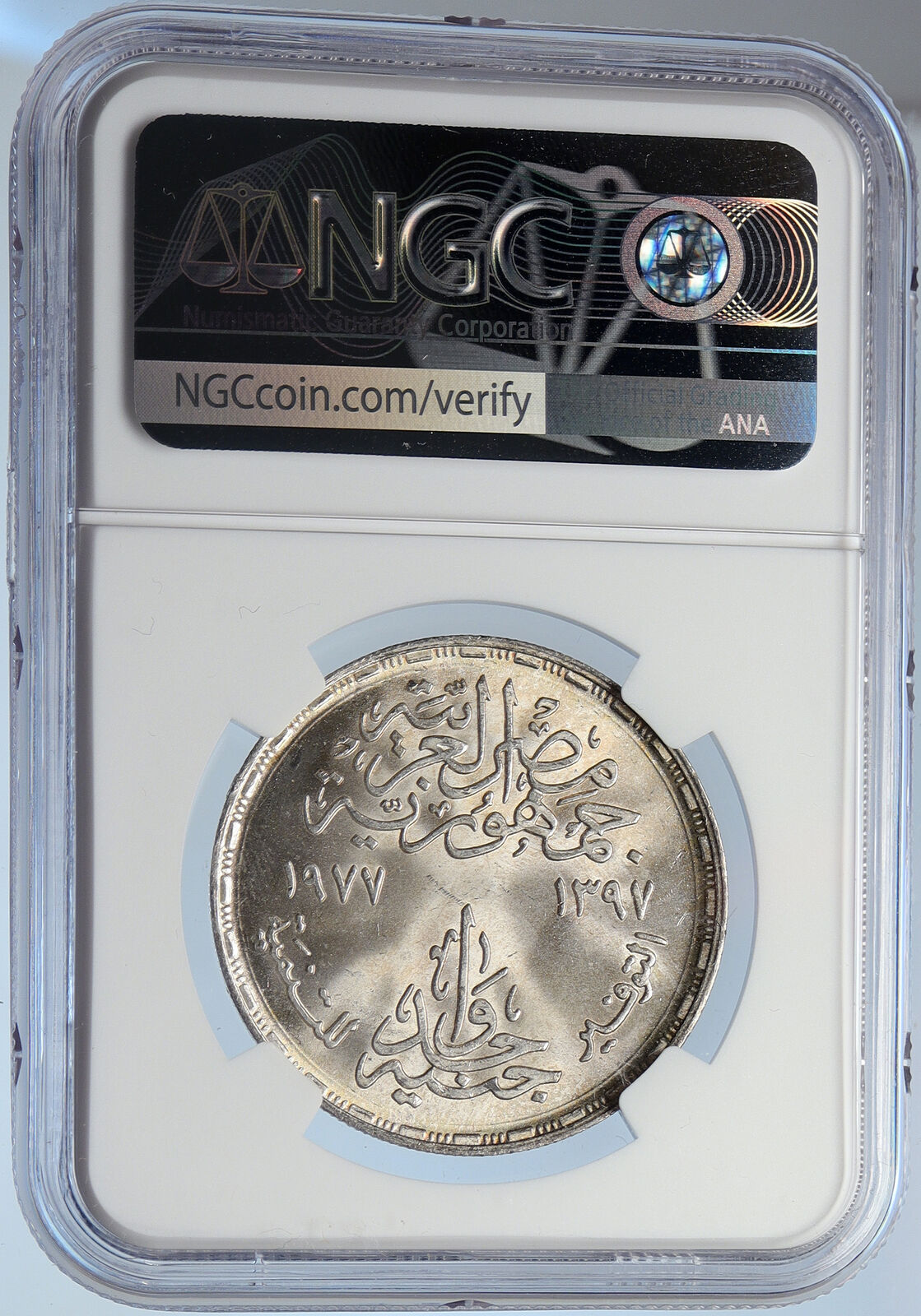 1977 EGYPT FAO Saving Development UN FOOD PROGRAM Silver Pound Coin NGC i105910