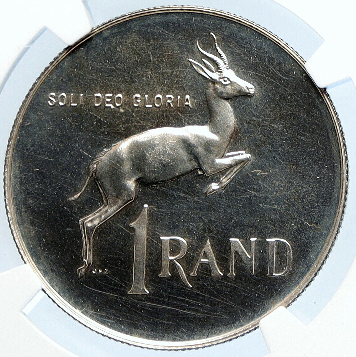 1973 SOUTH AFRICA Spingbok DEER Animal OLD Proof Silver 1 Rand Coin NGC i105920