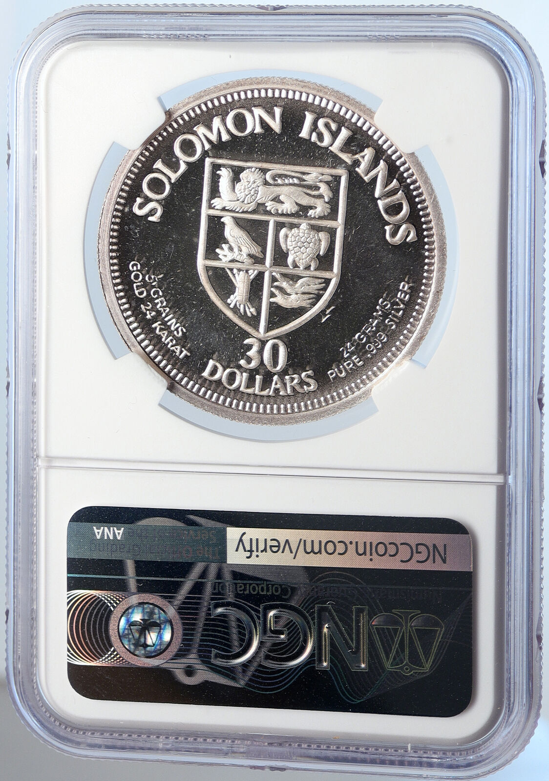 1975 SOLOMON ISLANDS Elizabeth II CUSCUS Proof Gilt Silver $30 Coin NGC i105925