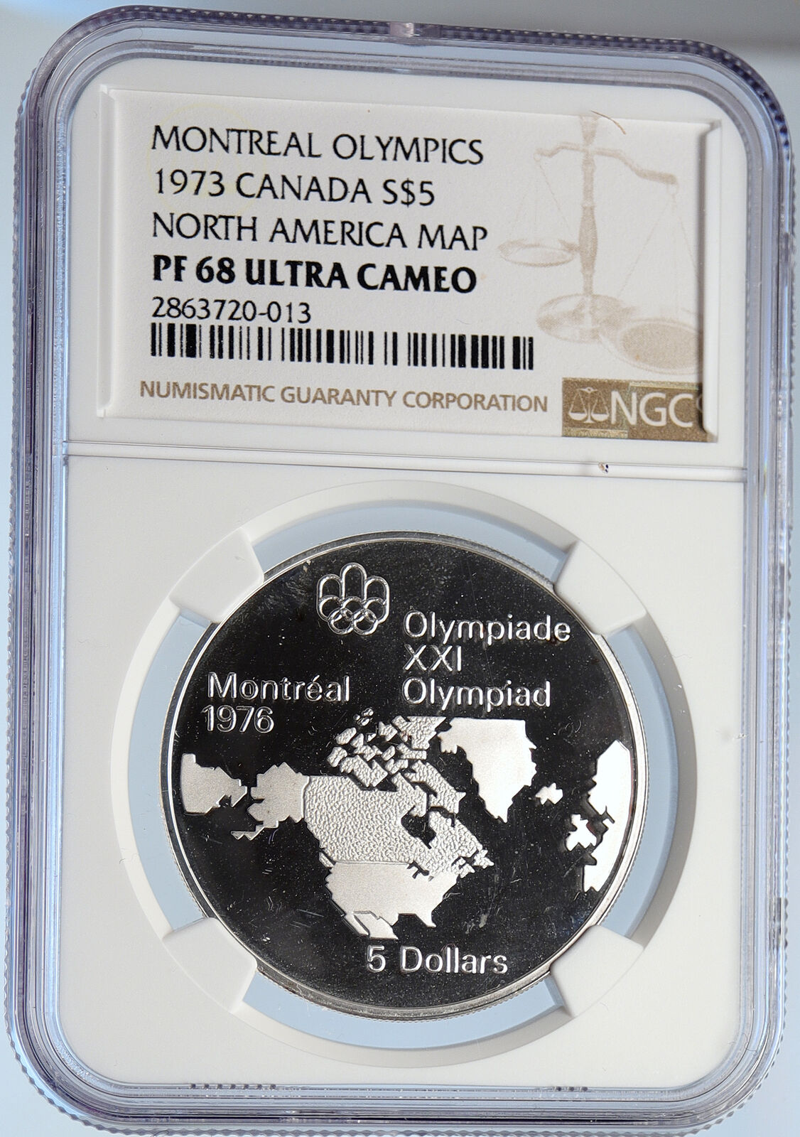 1973 CANADA Queen Elizabeth II Olympic Montreal Proof Silver $5 Coin NGC i105923