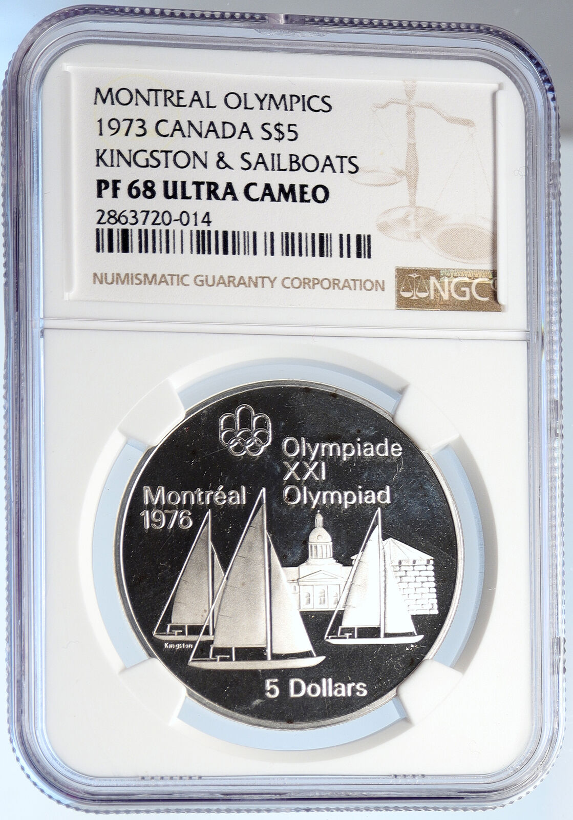 1973 CANADA Elizabeth II Olympic Montreal SAILBOATS PF Silver 5 Coin NGC i105924