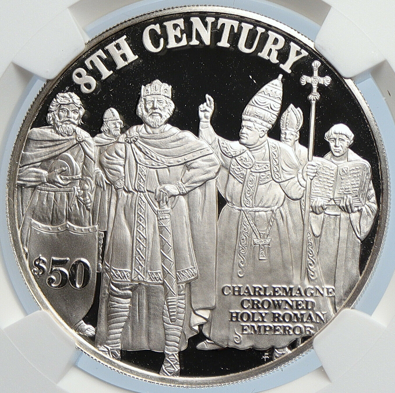 1997 COOK ISLANDS Charlemagne 8th Century PRF Silver 50 Dollars Coin NGC i105919