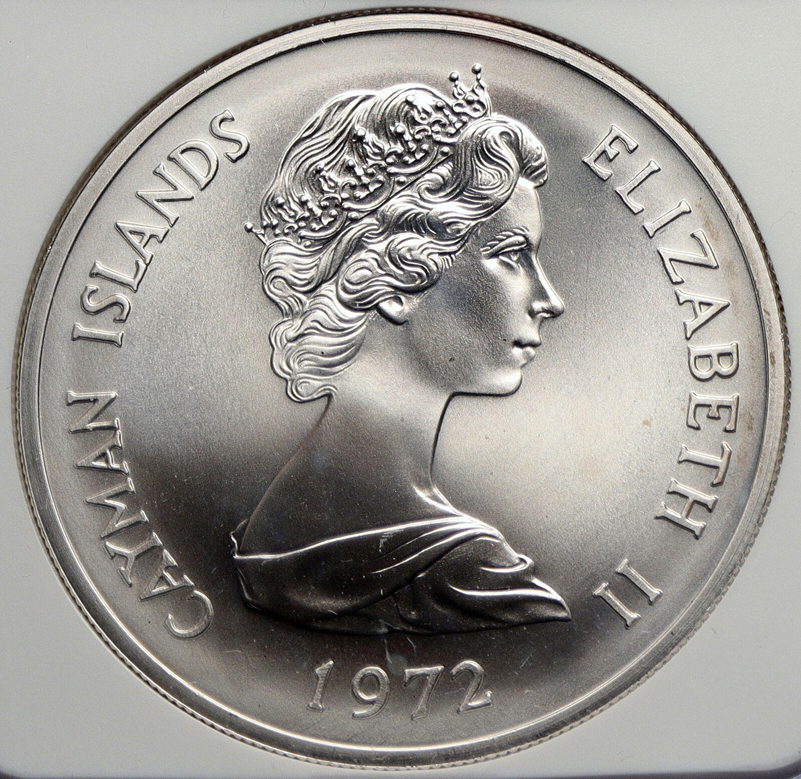 1972 CAYMAN ISLANDS UK Queen Elizabeth II BU Silver Wedding $25 Coin NGC i105959