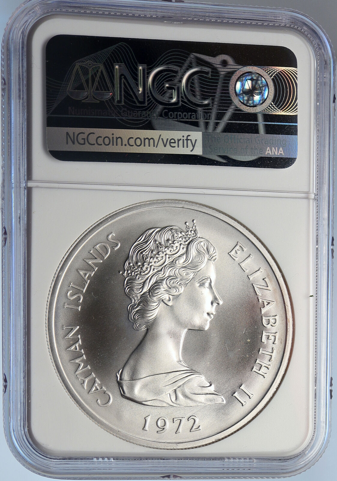 1972 CAYMAN ISLANDS UK Queen Elizabeth II BU Silver Wedding $25 Coin NGC i105959