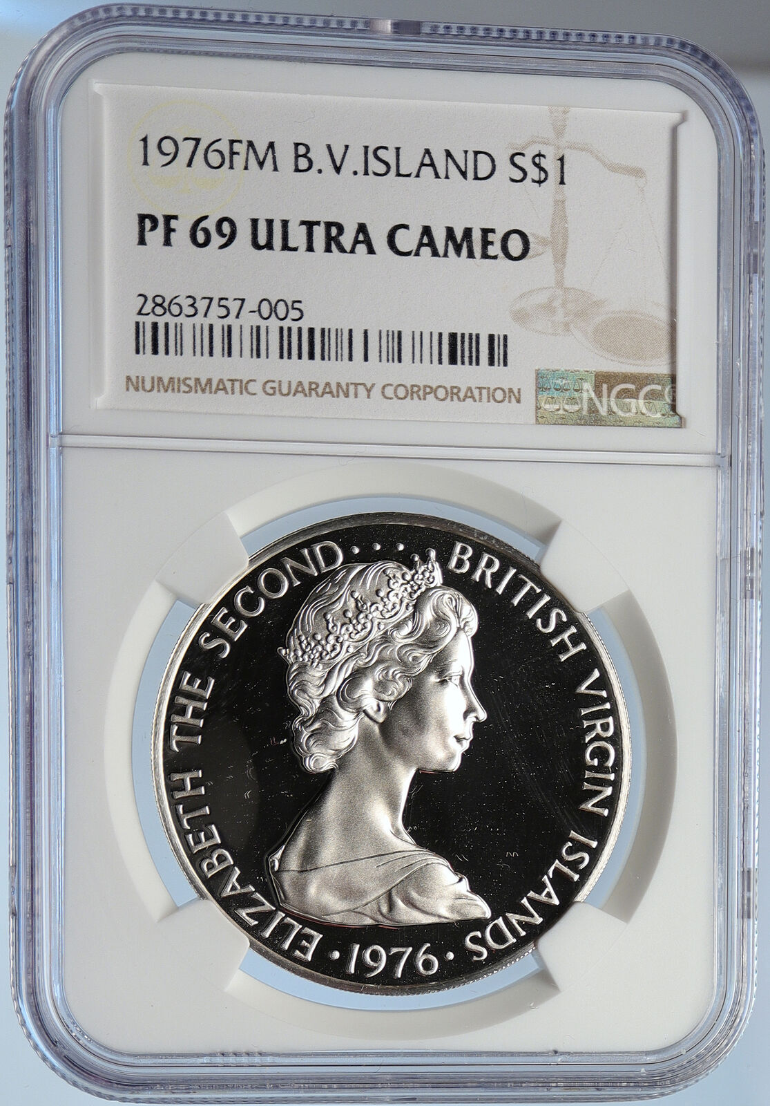 1976 British Virgin Islands Elizabeth II BIRD Proof Silver $1 Coin NGC i105950