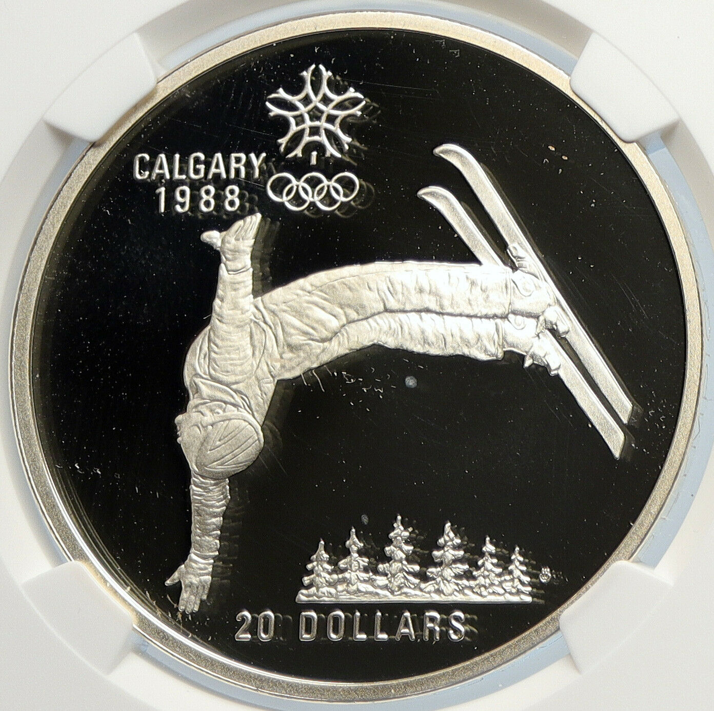 1986 CANADA 1988 CALGARY OLYMPIC Free-X Skiing Proof Silver $20 Coin NGC i105946