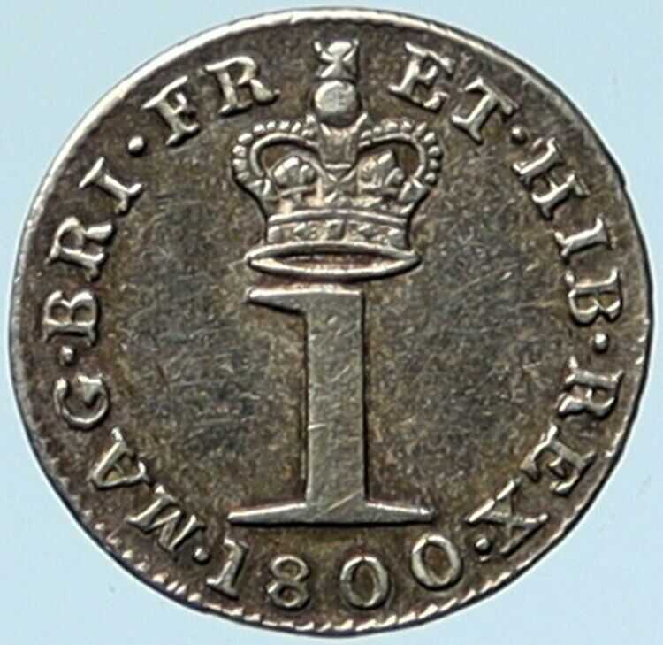 1800 UK Great Britain United Kingdom KING GEORGE III Silver Penny Coin i100751