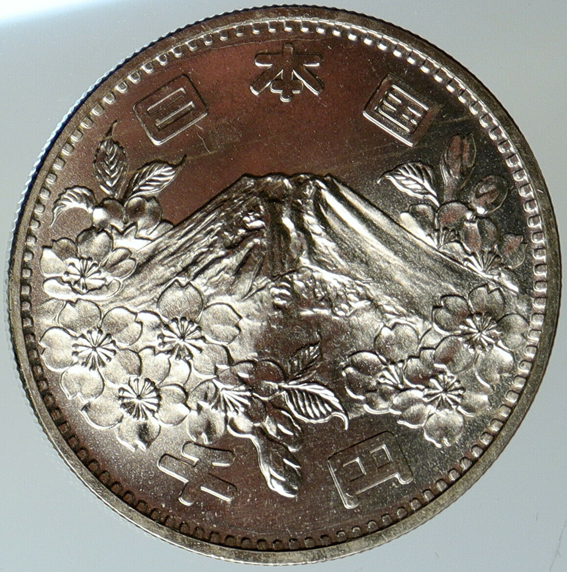 1964 JAPAN Tokyo Summer Olympic Game CHERRY MT FUJI Silver 1000 Yen Coin i101256