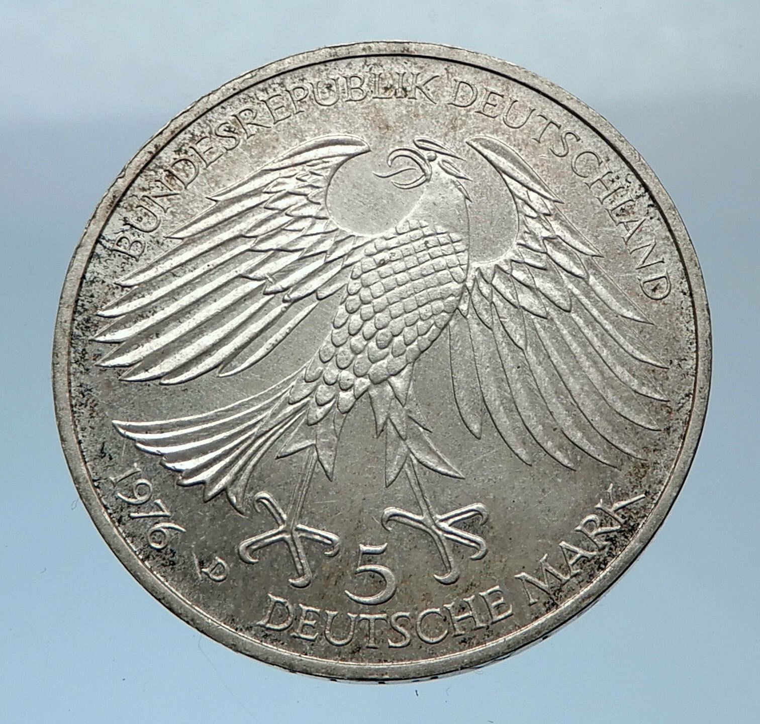 1976 Germany Hans Grimmelshausen AUTHOR Antique Silver 5 Mark German Coin i72488