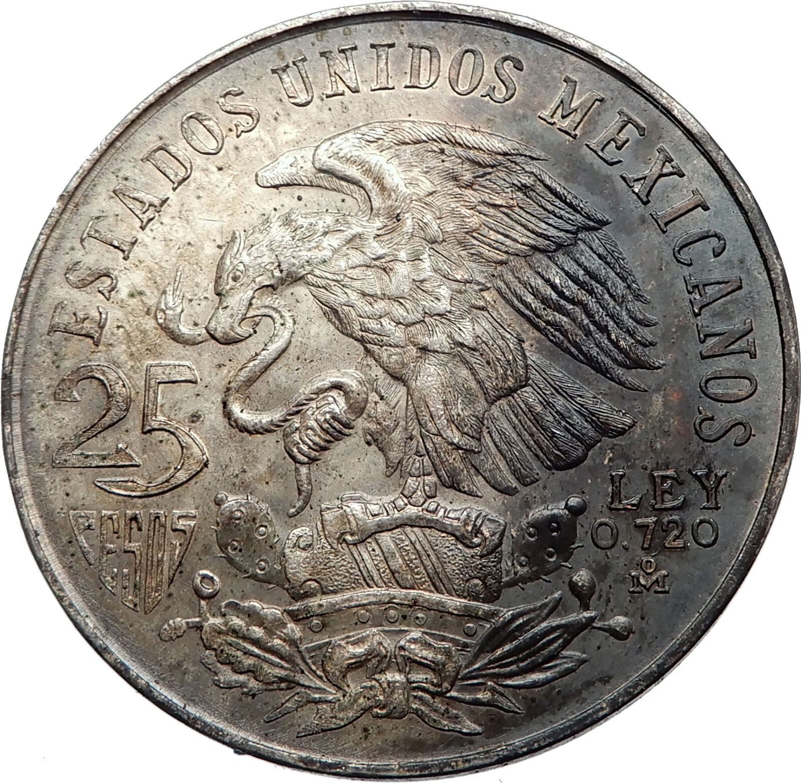 1968 Mexico XIX Olympic Games Aztec Ball Player BIG 25 Pesos Silver Coin i72021