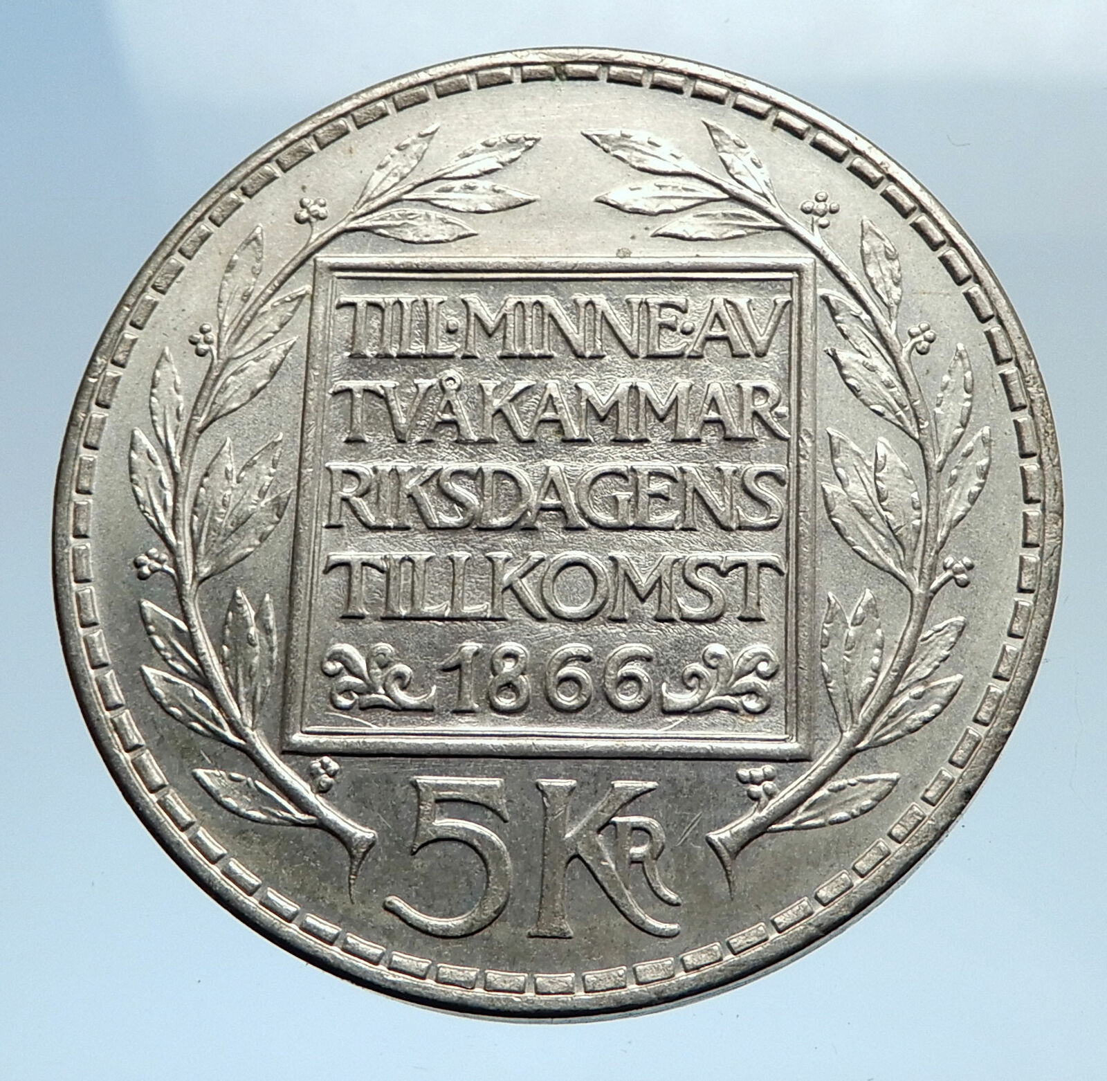 1966 SWEDEN King GUSTAV VI ADOLF Silver SWEDISH Coin CONSTITUTION Signing i74105