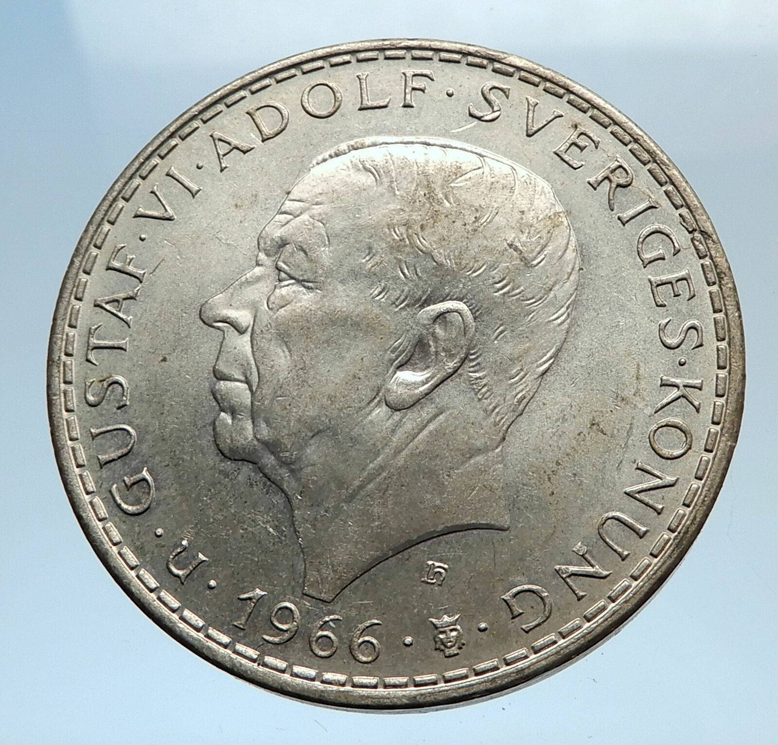 1966 SWEDEN King GUSTAV VI ADOLF Silver SWEDISH Coin CONSTITUTION Signing i74105