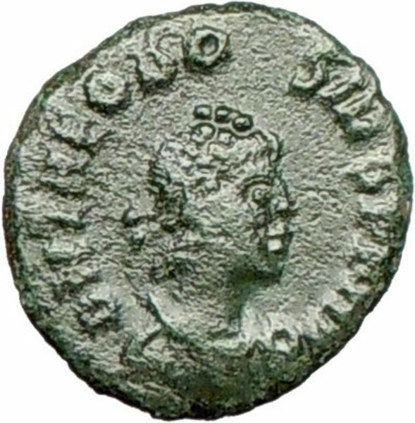 THEODOSIUS I the Great 379AD Ancient Roman Coin Wreath i28013