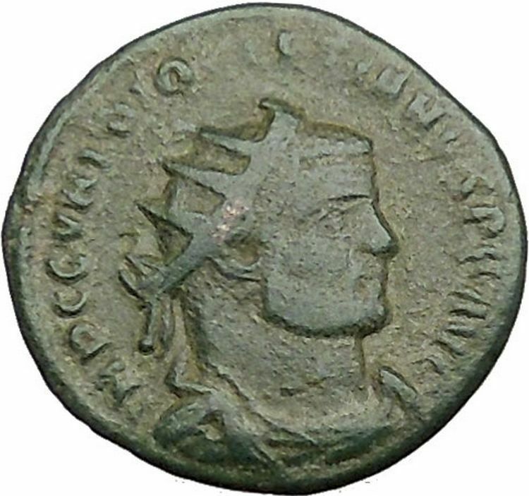 Diocletian receiving Victory from Jupiter 295AD Ancient Roman Coin i39466