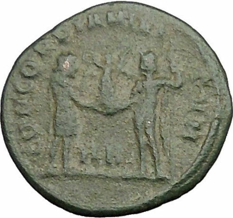 Diocletian receiving Victory from Jupiter 295AD Ancient Roman Coin i39466