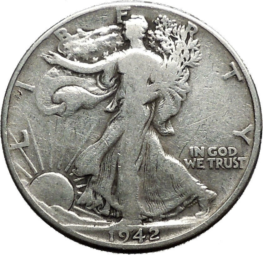 1942 WALKING LIBERTY Half Dollar Bald Eagle United States Silver Coin i44710