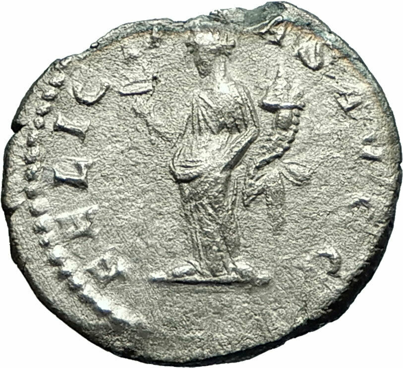 SEPTIMIUS SEVERUS 204AD Silver Ancient Roman Coin FELICITAS Caduceus i76122