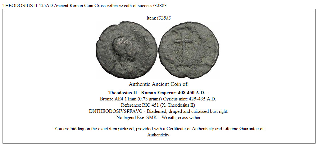 THEODOSIUS II 425AD Ancient Roman Coin Cross within wreath of success i32883