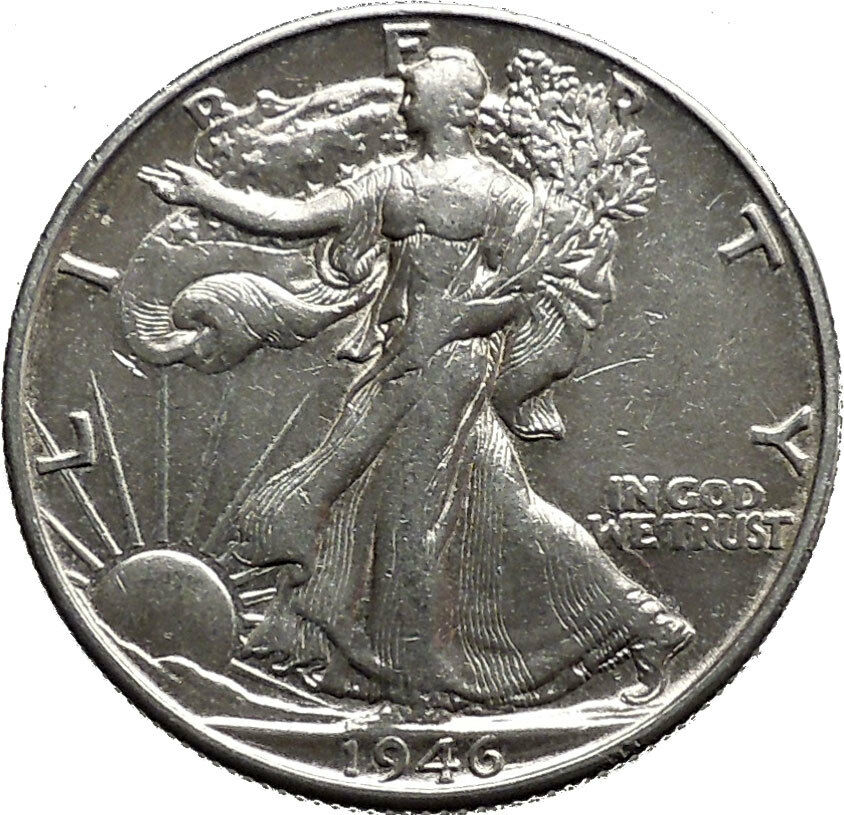 1946 WALKING LIBERTY Half Dollar Bald Eagle United States Silver Coin i44668