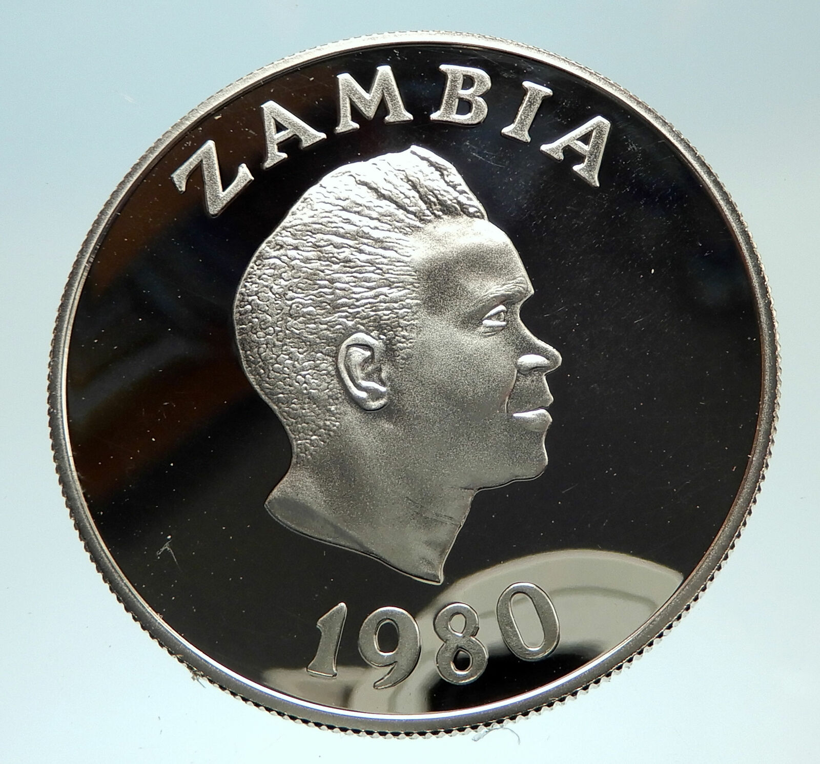 1980 ZAMBIA African Year of Children Genuine Proof Silver 10 Kwacha Coin i76807