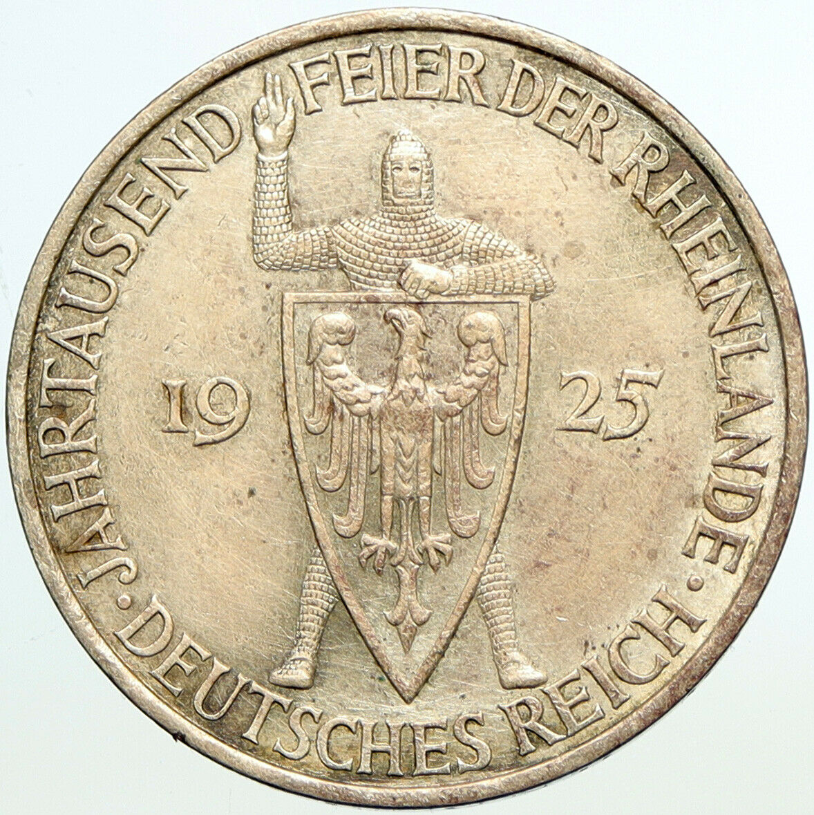 1925 A GERMANY Weimar Republic EAGLE ANTIQUE Silver 5 Reichs Mark Coin i101265