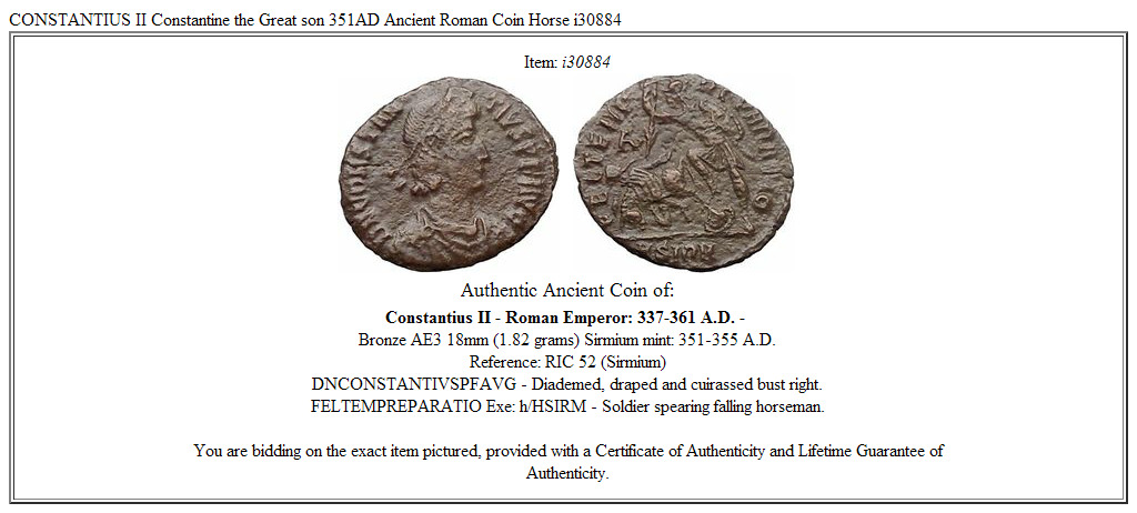 CONSTANTIUS II Constantine the Great son 351AD Ancient Roman Coin Horse i30884