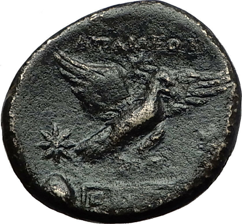 APAMEIA PHRYGIA 88BC Athena Gemini Caps Eagle Original Ancient Greek Coin i58353