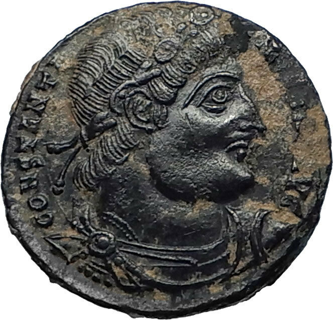 CONSTANTINE I the GREAT 330AD Authentic Ancient Roman Coin w SOLDIERS i67000