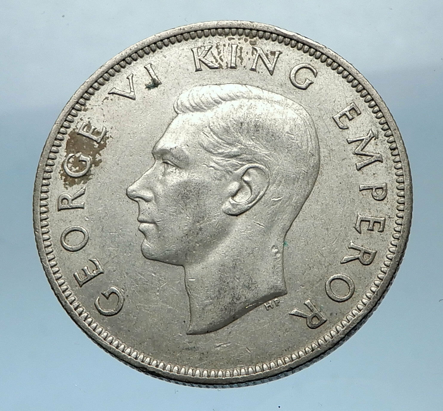 1946 NEW ZEALAND under UK King George VI Silver 1/2 Crown Coin Shield i68328