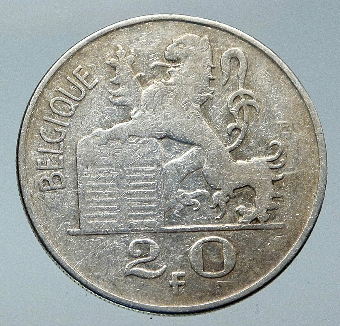 1950 BELGIUM with MERCURY Hermes VINTAGE Silver 20 Francs Belgian Coin i85955