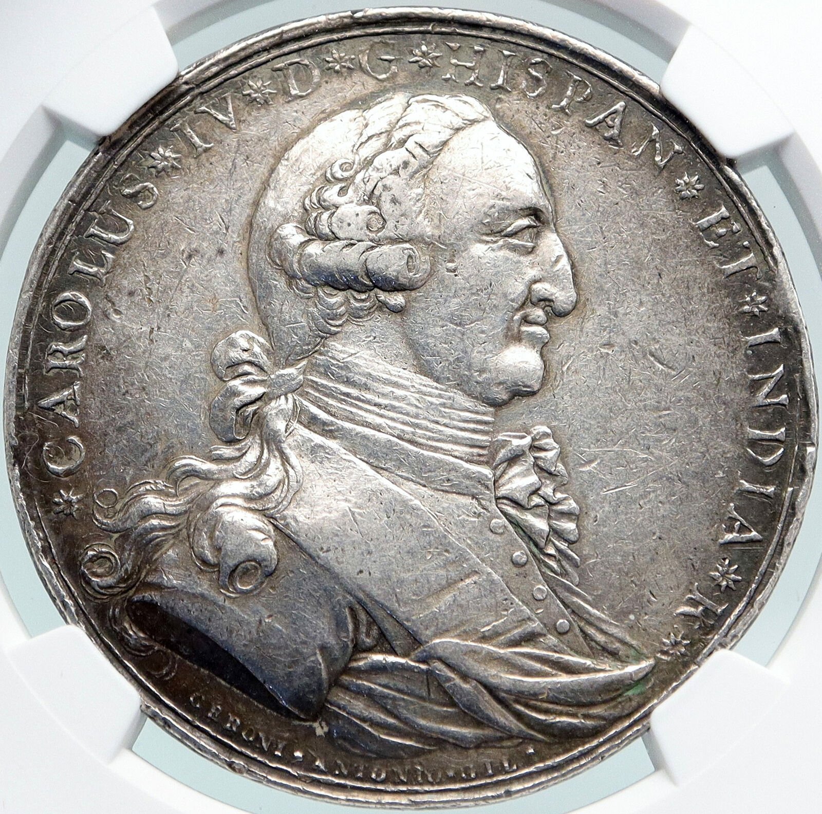 1789 MEXICO SPAIN King CHARLES IV Veracruz Silver Mexican Medal Coin NGC i87737