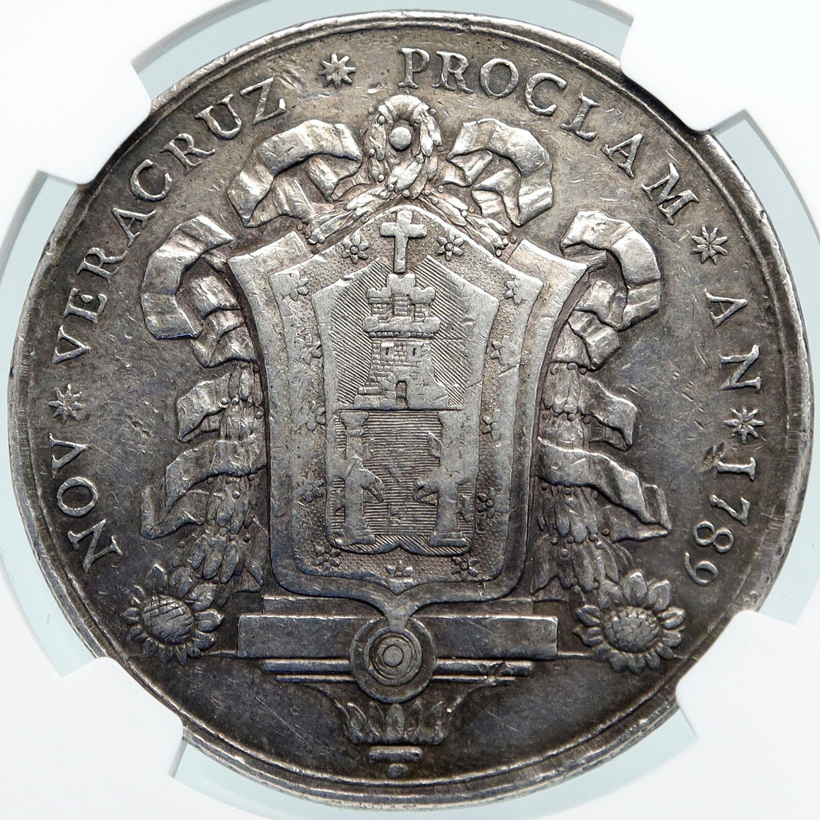 1789 MEXICO SPAIN King CHARLES IV Veracruz Silver Mexican Medal Coin NGC i87737