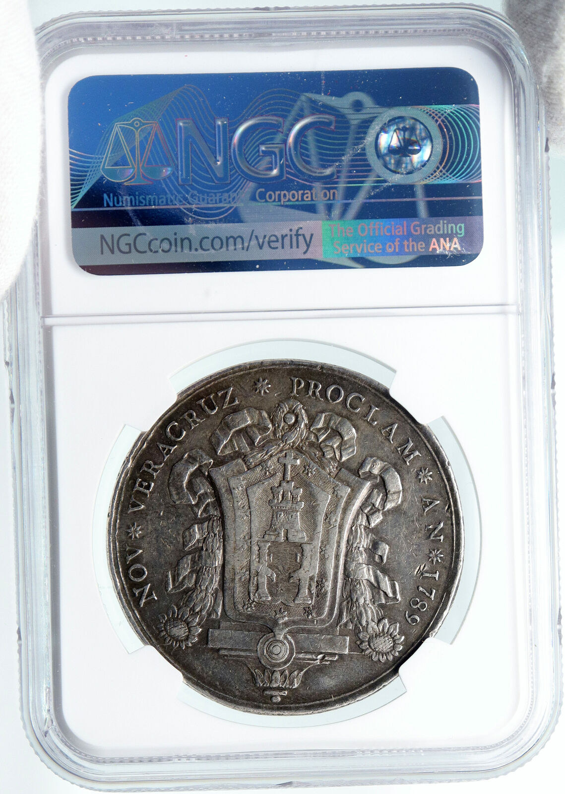 1789 MEXICO SPAIN King CHARLES IV Veracruz Silver Mexican Medal Coin NGC i87737